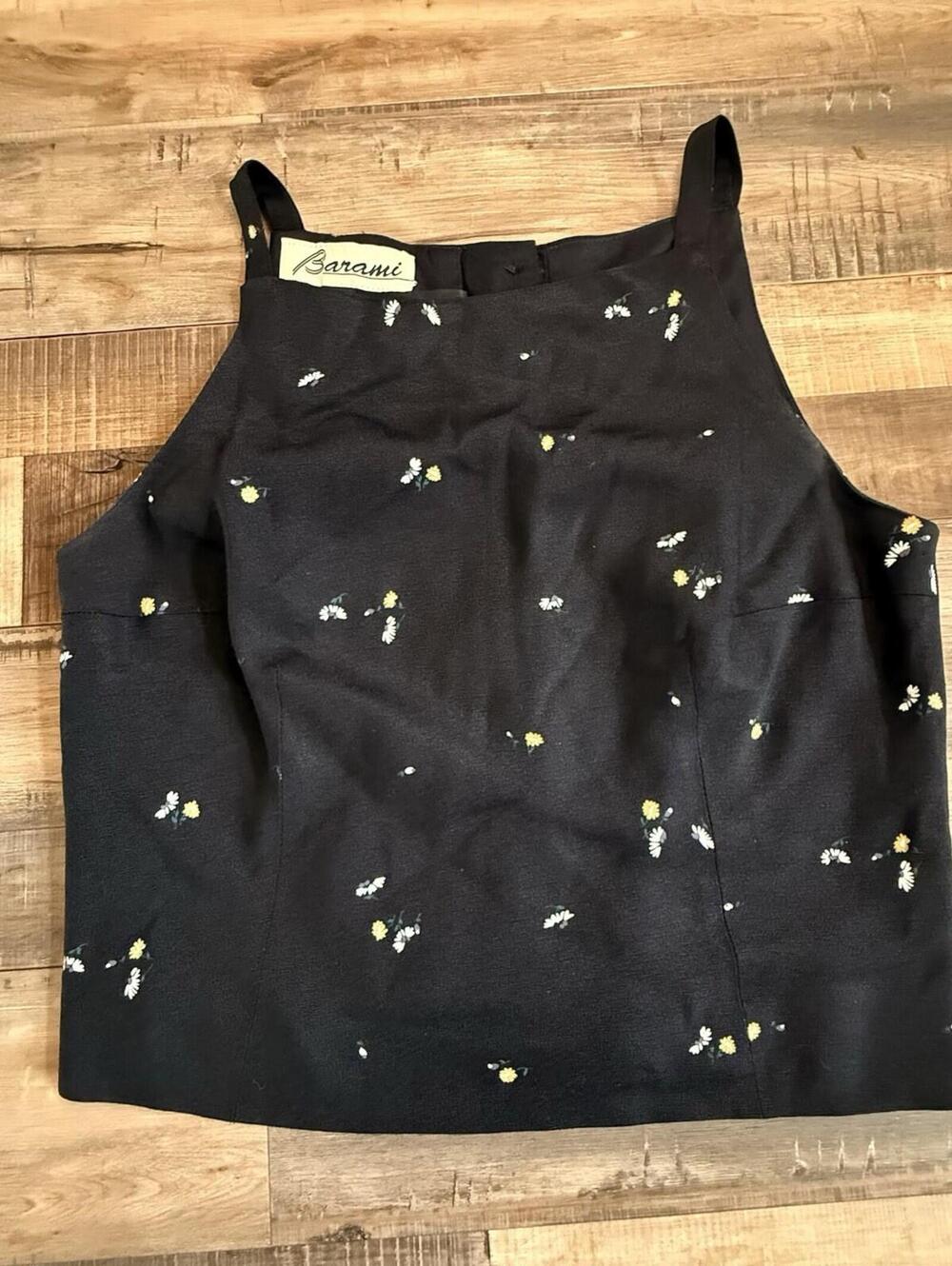 Vintage‎ Barami Crop Tank Button Back Floral Sz 8